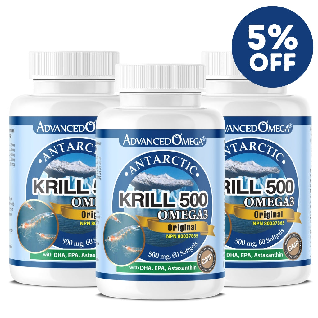 AdvancedOmega® Antarctic Krill Oil 500mg with DHA, EPA, Astaxanthin (60 Softgels)(3 Pack)