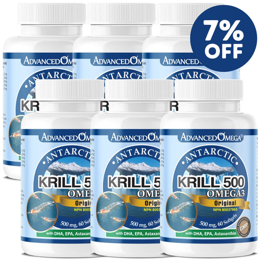 AdvancedOmega® Antarctic Krill Oil 500mg with DHA, EPA, Astaxanthin (60 Softgels)(6 Pack)