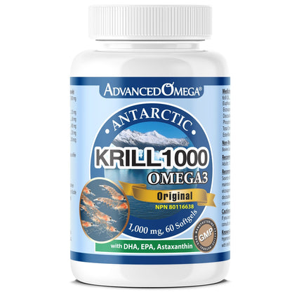 AdvancedOmega® Antarctic Krill Oil 1000mg with DHA, EPA, Astaxanthin (60 Softgels)(6 Pack)