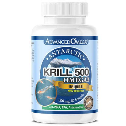 AdvancedOmega® Antarctic Krill Oil 500mg with DHA, EPA, Astaxanthin (60 Softgels)(3 Pack)